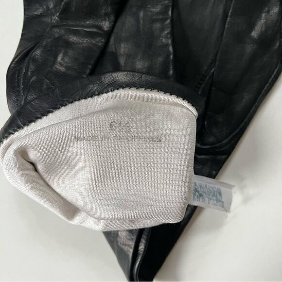 Miss Aris NWT Vintage Silk Lined Black Leather Gloves 6.5 - Picture 5 of 8